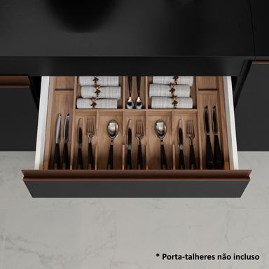 Armário de Cozinha Completa de Canto 402cm Preto Reims Madesa